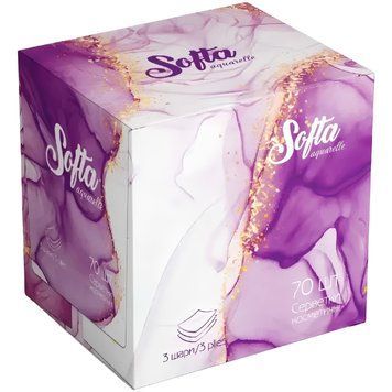 серветки косметичні сухі 3-х шар. Softa Chisto 70шт. Violet серветки косметичні сухі 3-х шар. Softa Chisto 70шт. Violet фото