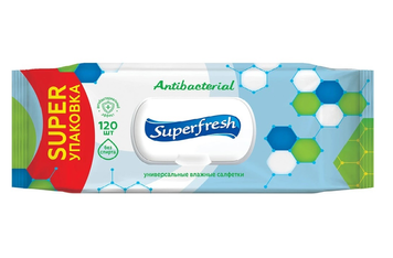 Серветки вологі універсальні Antibacterial 120шт, Superfresh, Україна 00000000126 фото