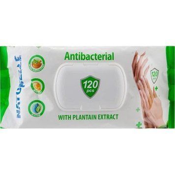 Вологі серветки Naturelle Antibacterial антибактеріальні з соком подорожника 120 шт (Україна) NAT-ANT-PL- фото