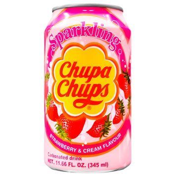 Солодкий напій Chupa Chups Strawberry & Cream 345 мл ж/б, Корея ZEW-WW-DS-4 фото