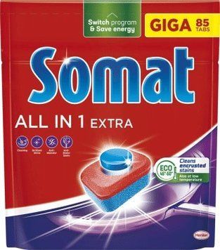 Таблетки для посудомийної машини Somat All in 1 Extra 85 шт SM-A1EX-85- фото
