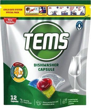 Капсули для посудомийної машини TEMS 12 шт 4 в 1 TMS-DW41-12 фото