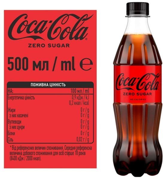 Напій безалкогольний Coca-Cola Zero Sugar 0.5 л CCL-ZERO-50 фото
