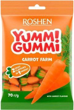 Желейні цукерки Roshen Yummi Gummi Carrot Farm 70 г RSH-YG-CAR- фото
