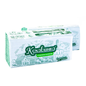 Кохавинка рушники паперові V-складення 170 шт 23&times;25 см зелені Кохавинка рушники паперові V-складення 170 шт 23&times;25 см зелені фото