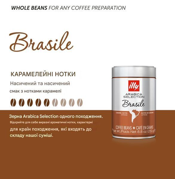 Кава в зернах Illy Brasil Arabica Selection 250 г ILLY-BRA-GR фото