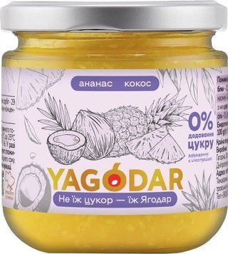 Джем Yagodar Ананас-кокос без цукру 210 г YG-PC-NS-21 фото