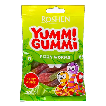 Желейні цукерки Roshen Yummi Gummi Fizzy Worms 70 г RSH-YG-FIZ- фото