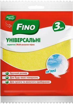 Серветки універсальні Fino віскозні для прибирання 3 шт (Україна) FIN-VIS-UN фото