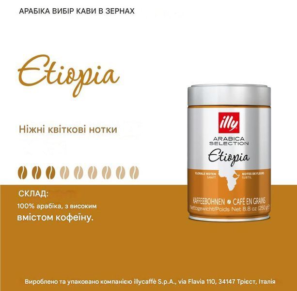 Кава в зернах illy Ethiopia Arabica Selection 250 г ILLY-ETH-GR фото