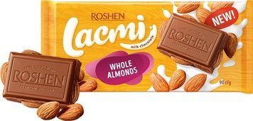 Шоколад Roshen Lacmi молочний з цілим мигдалем, 90 г RSH-LAC-A фото