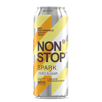 Енергетичний напій Non Stop Spark без цукру 0,5 л ж/б Енергетик, Non Stop Spark Без цукру 0,5 л, ж/б, Україна фото