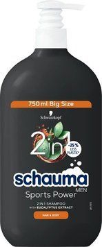 Шампунь для чоловіків Schauma Men Sports Power 2 в 1 з евкаліптом 750 мл SCH-SP-PWR- фото