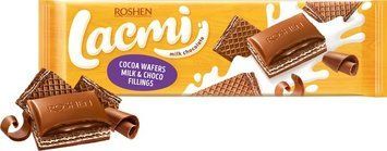 Шоколад молочний Roshen Lacmi з молочною та шоколадною начинками і вафлею з какао 235 г RSH-LCM-WAF фото
