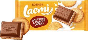 Шоколад молочний Roshen Lacmi з молочною начинкою та печивом 90 г RSH-LCM-COK фото