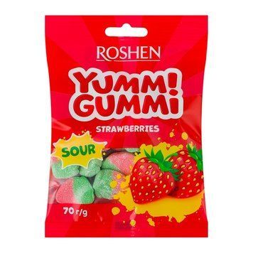 Желейні цукерки Roshen Yummi Gummi Sour Strawberries 70 г RSH-YG-SST- фото