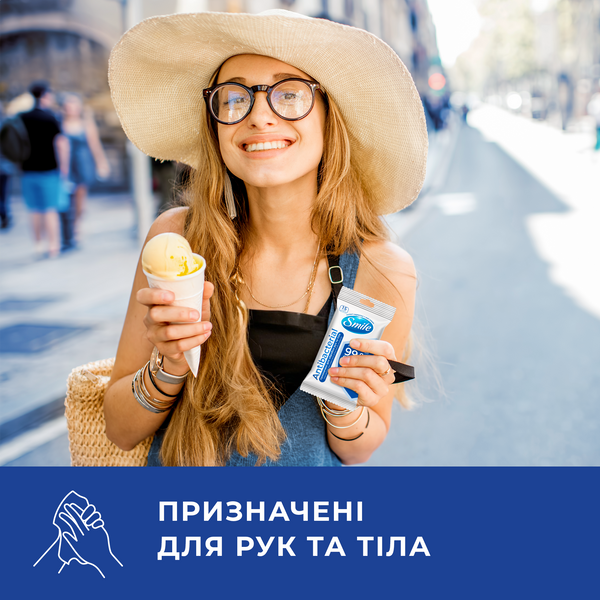 Серветки вологі Antibacterial 15шт, Smile, Україна 00000000113 фото