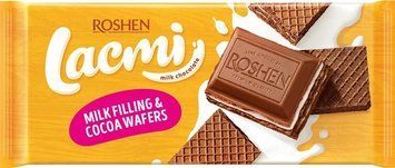 Шоколад Roshen Lacmi молочний з молочною начинкою та вафлею, 90 г RSH-LAC-MW- фото