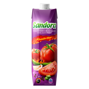 Сік Sandora томатний з сіллю пікантний 0,95 л Сік Sandora томатний з сіллю пікантний 0,95 л фото