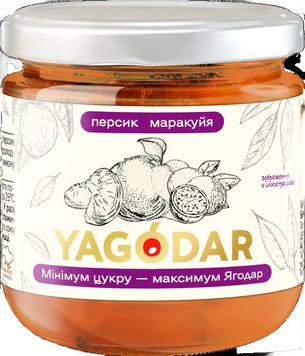 Джем Yagodar Персик-маракуйя з низьким вмістом цукру 210 г YG-PMA-LS-2 фото
