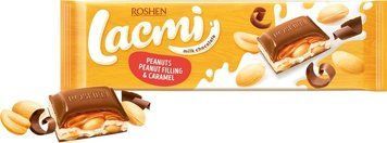 Шоколад Roshen Lacmi молочний з арахісом та карамельно-арахісовою начинкою, 295 г RSH-LAC-PN фото