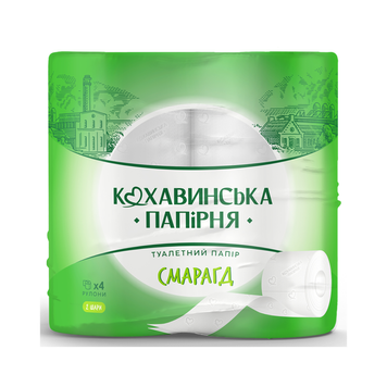 Папір туалетний Кохавинка Смарагд 2-шаровий 4 рулони Папір туалетний Кохавинка Смарагд 2-шаровий 4 рулони фото