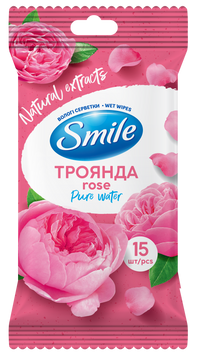 Серветки вологі Smile Бурбон троянд 15шт 00000000108 фото
