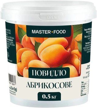 Повидло MASTER-FOOD Абрикосове пастеризоване вищий сорт 500 г MF-POV-ABR- фото