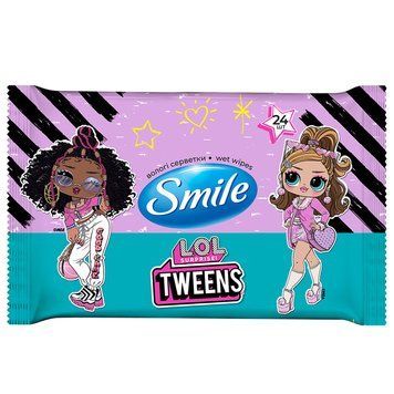 Серветки вологі Smile "Ліцензійні герої. MGA" 24шт, Україна 00000000107 фото