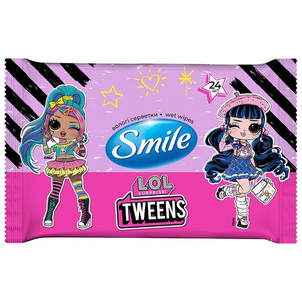 Серветки вологі Smile "Ліцензійні герої. MGA" 24шт, Україна 00000000107 фото