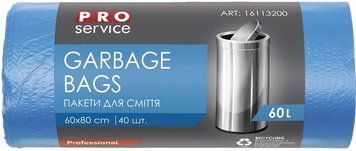 Пакети для сміття PRO service HD поліетиленові 60 л 40 шт 60х80 см сині PS-HD60-40B фото