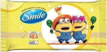 Вологі серветки дитячі Smile Міньйони 40 шт (Україна) SML-MIN-40- фото