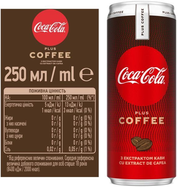 Напій безалкогольний Coca-Cola Plus Coffee 0.25 л CCL-COF-250 фото