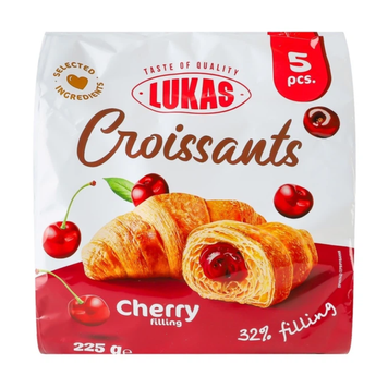 Круасани Lukas з вишневим наповнювачем 225 г Круасани Lukas з вишневим наповнювачем 225 г фото